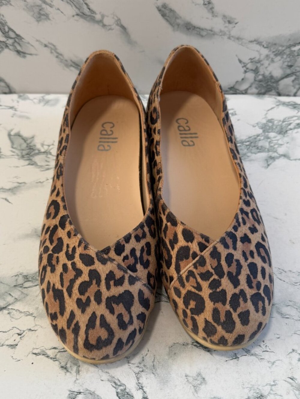 Calla Portugal Women 39.5 US 9 Ballet Flats Leopard Print Slip On Comfort Shoe